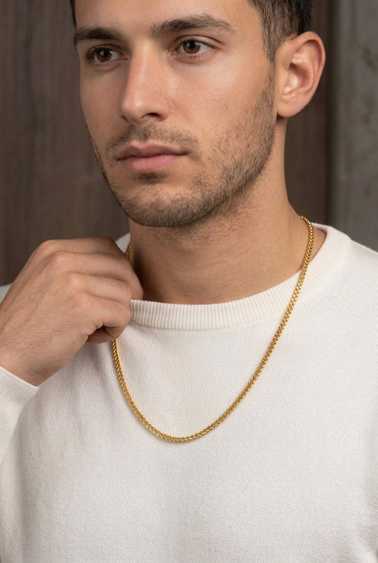 Men’s Stainless Steel Gold Franco Link Chain 5 mm