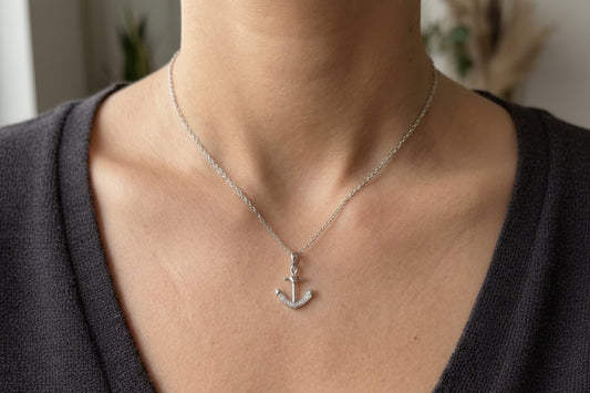 Sterling Silver Anchor with Heart Necklace