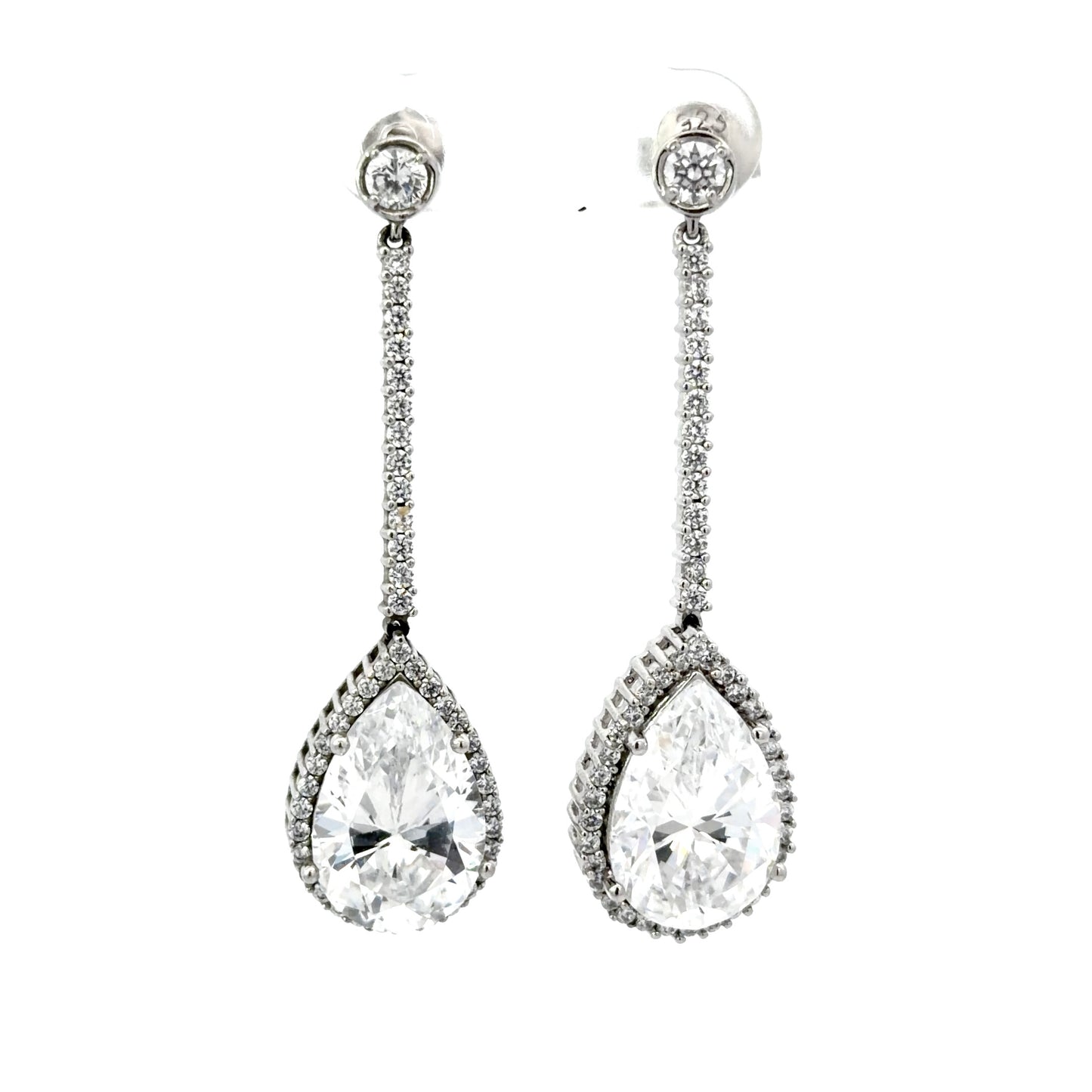 Pear Cut Cubic Zirconia Dangle Earrings