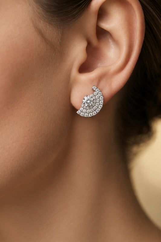 Sterling Silver Crescent Stud Earrings