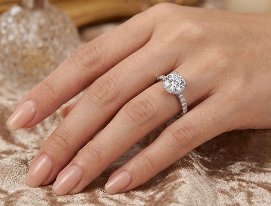 Sterling Silver Brilliant cut 4 Prong Ring