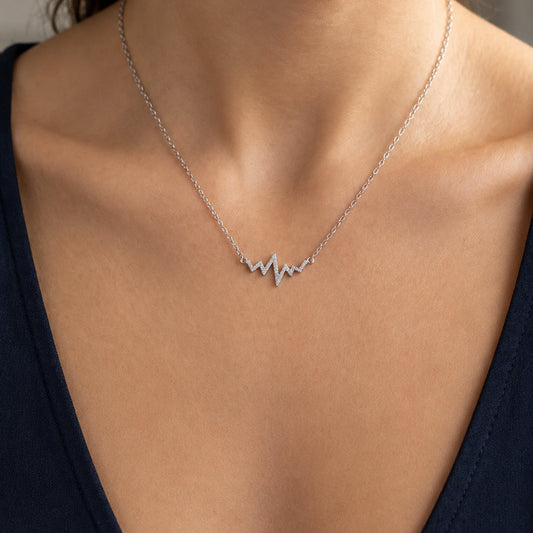 Sterling Silver Heartbeat Necklace