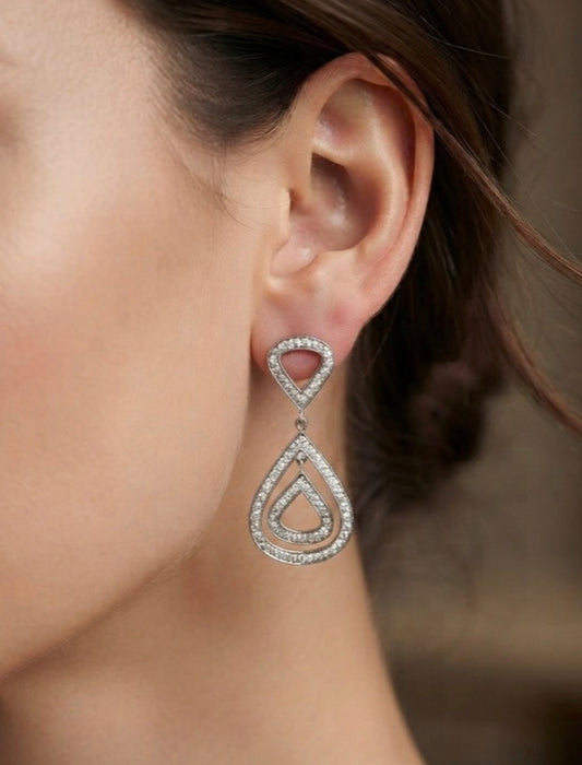 Sterling Silver Teardrop shaped Dangle Earrings