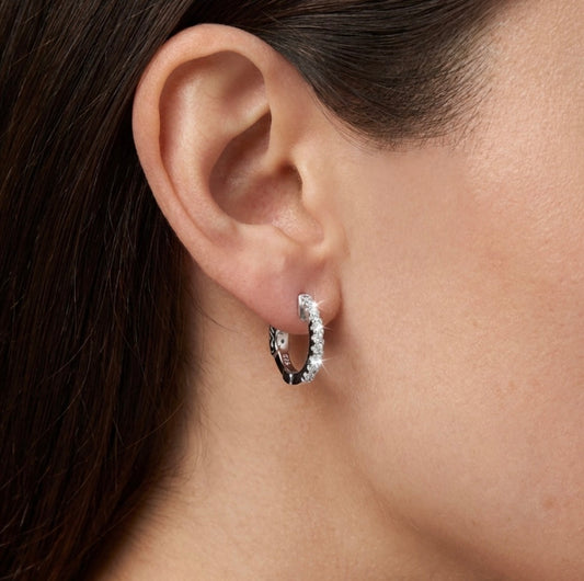 Sterling Silver 0.50-inch 0.18 ct.Huggie Hoop Earrings