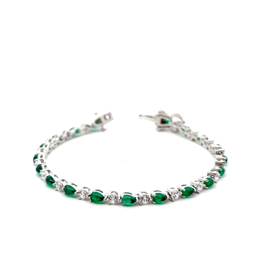 Sterling Silver Vibrant Teardrop Tennis Bracelet