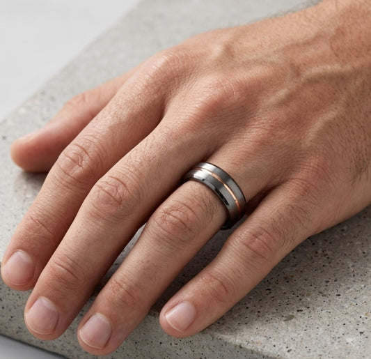 Two-tone Tungsten Carbide Wedding Band