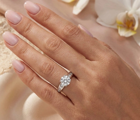Sterling Silver Brilliant Cut 4 prong Ring