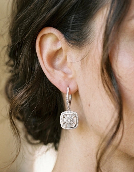 Sterling Silver Huggie Hoop With Charm Earrings