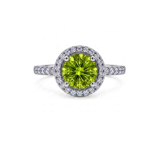 Sterling Silver Round-cut Birthstone Halo Ring