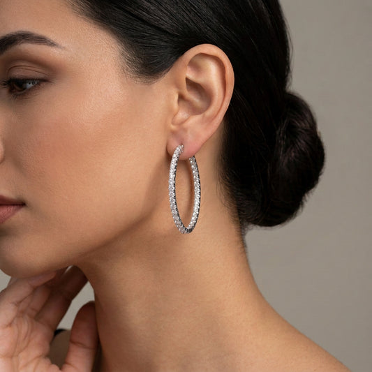 Inside-Out Oval Shape 2-inch Hoop Earrings
