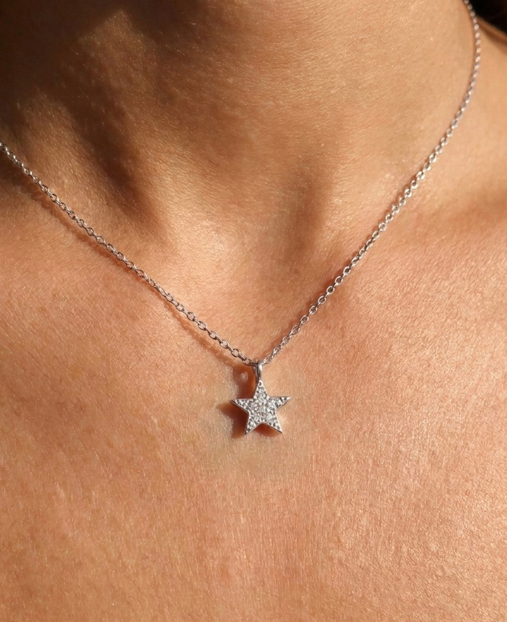 Sterling Silver Cubic Zirconia Star Pendant Necklace