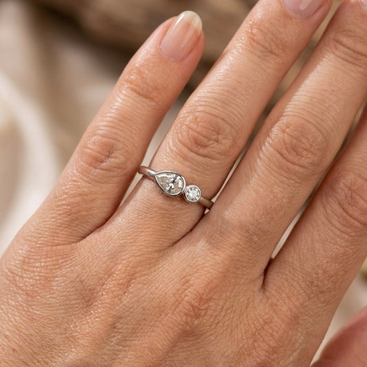 Sterling Silver 2-Stone Ring