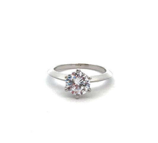 Sterling Silver Classic 6- Prong Solitaire Ring