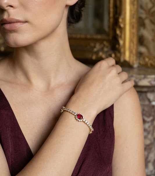 Sterling Silver Gold Plated Ruby Tennis Bracelet