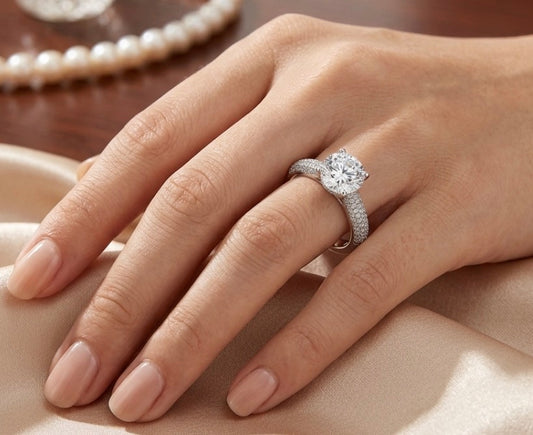 Sterling Silver 4-Prong Brilliant-cut Ring