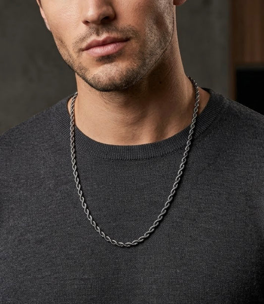 Classic Stainless Steel 3MM Rope Chain Necklace