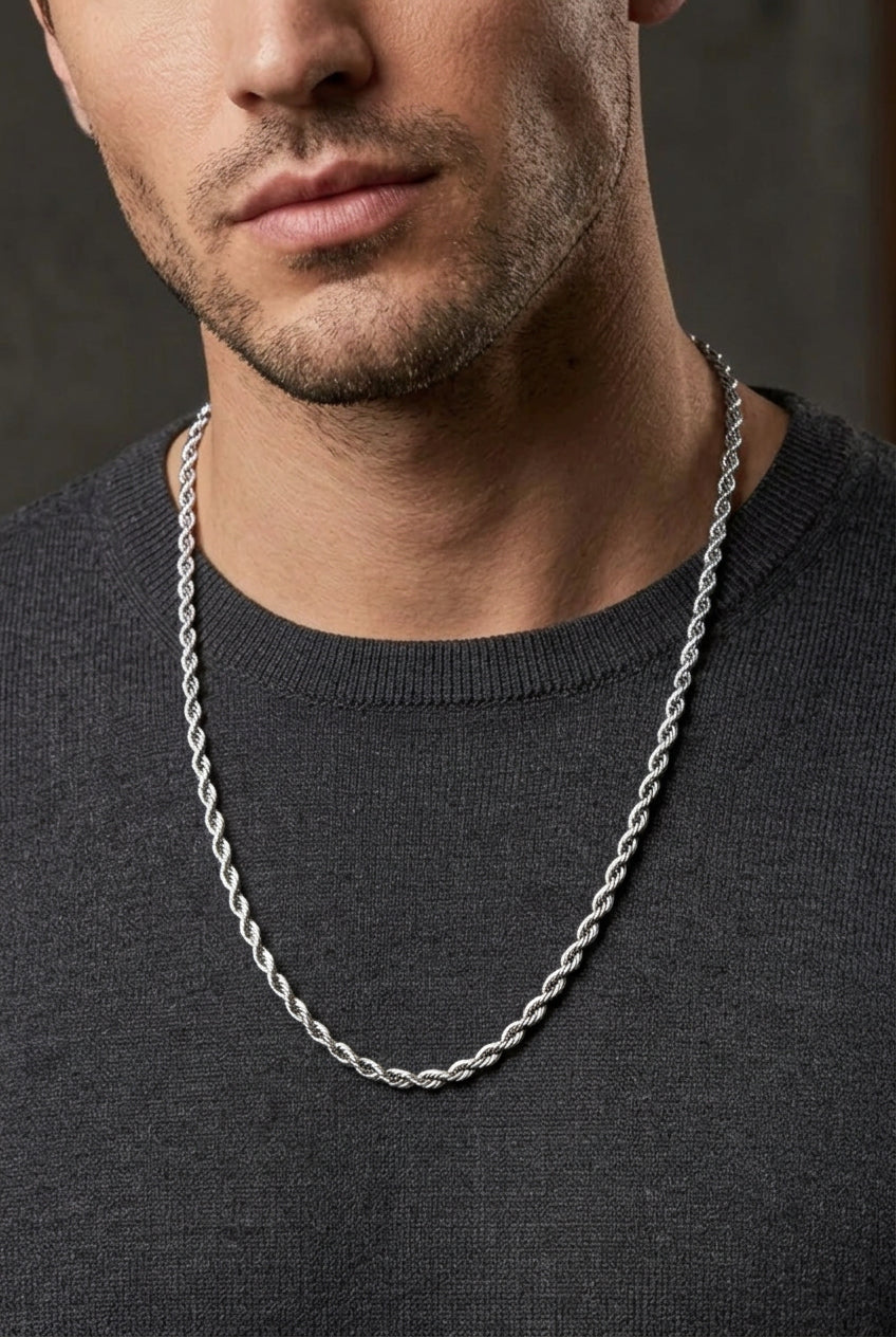 Men’s Stainless Steel Rope Link Chain