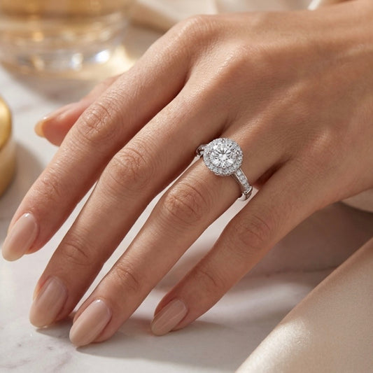 Sterling Silver Cathedral Style Halo Ring