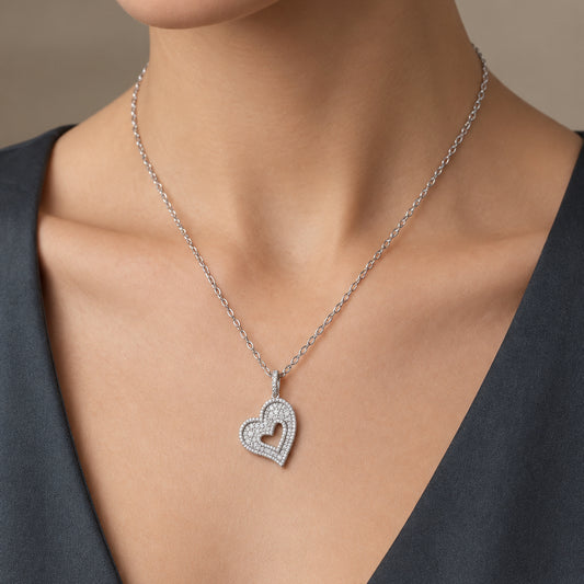 Sterling Silver Double Heart Necklace