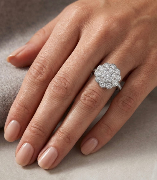 Sterling Silver Floral Design Ring