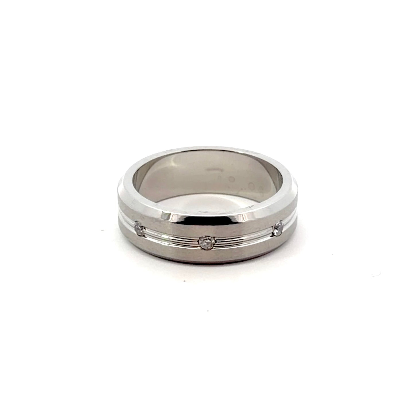 Stainless Steel Cubic Zirconia Wedding Band