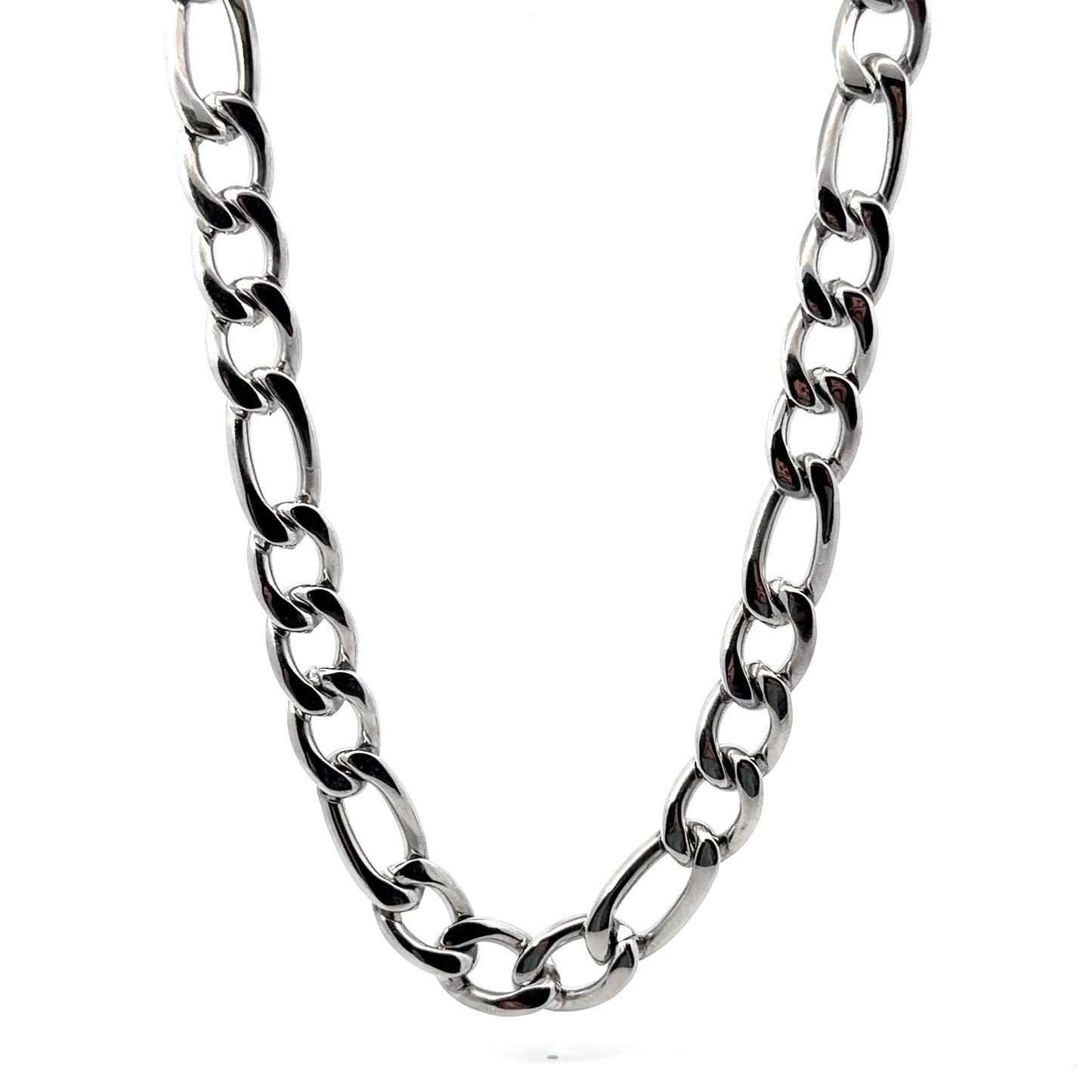 Stainless Steel Figaro Chain Link Necklace