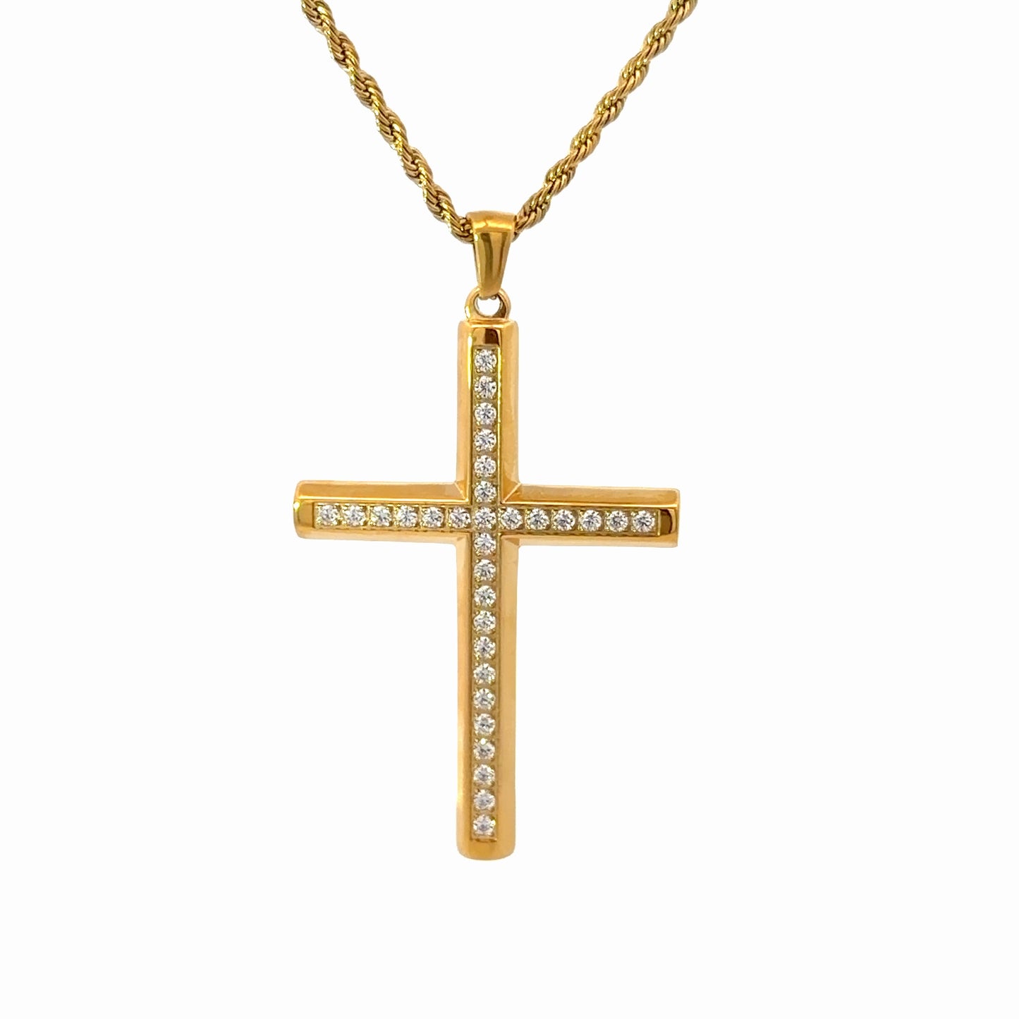 Gold Plated Cubic Zirconia Cross Pendant
