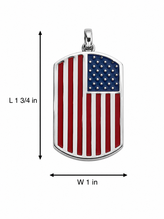 Stainless Steel American Flag Dog Tag Pendant