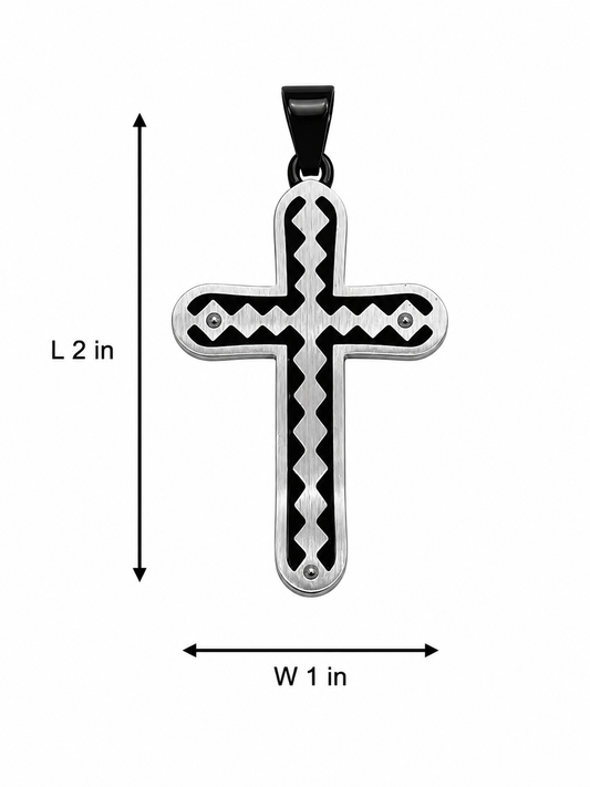 Stainless Steel Two-Tone Layered Cross Pendant