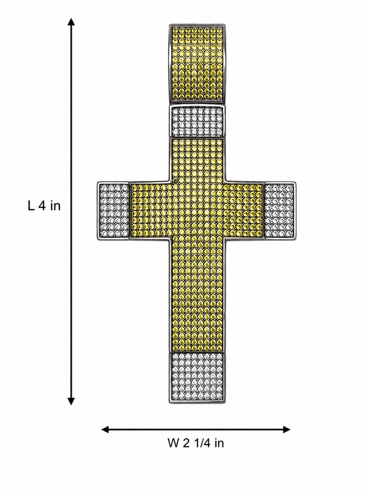 Stainless Steel Pavé Encrusted Cross Pendant