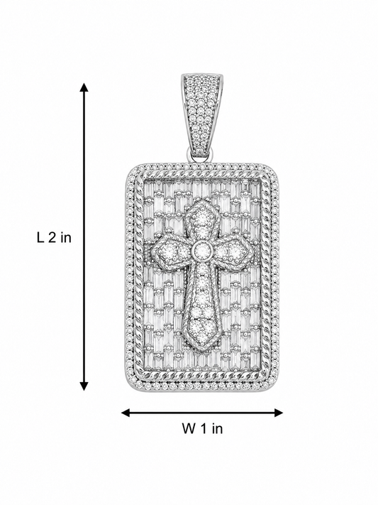 Sterling Silver Cross Tag design Pendant