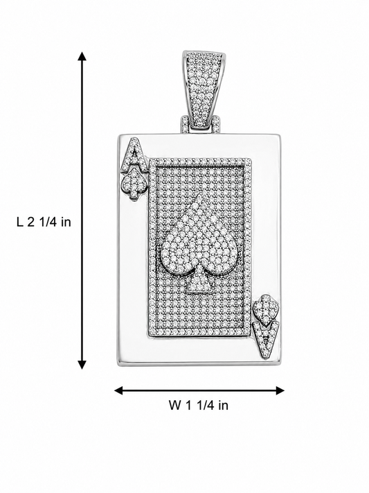 Sterling Silver Thick Ace of Spades Pendant