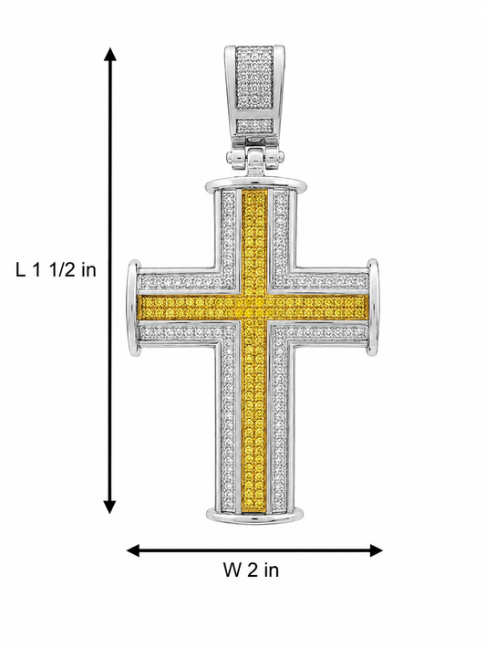 Stainless Steel Pavé Encrusted Cross Pendant