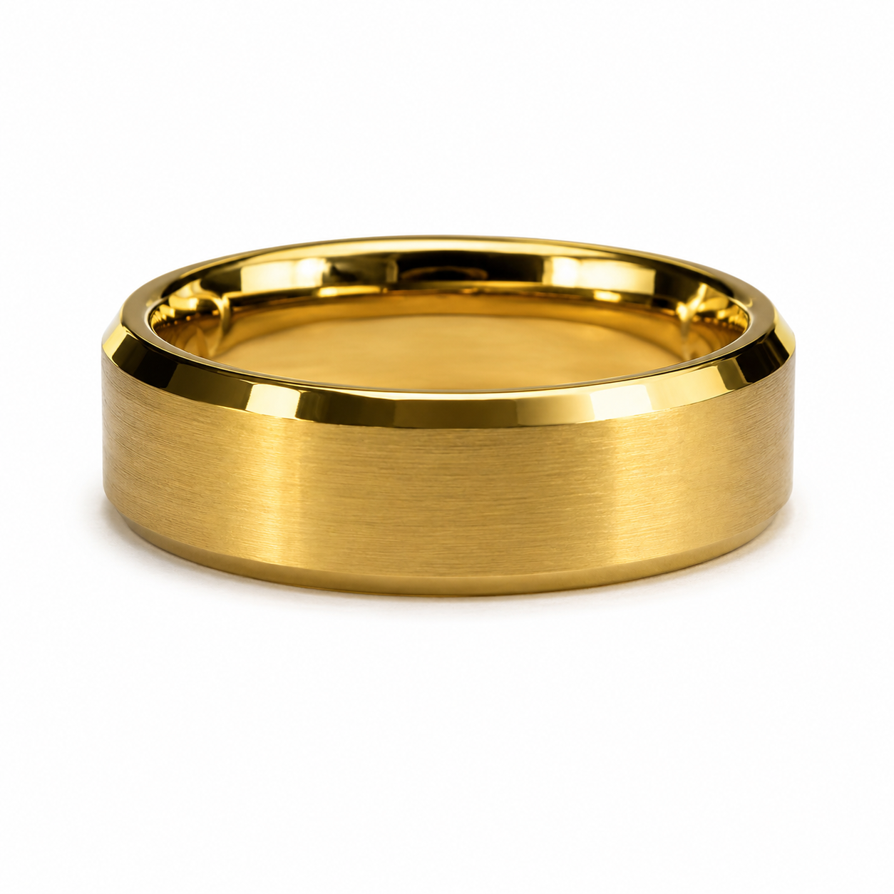 The Midas Vanguard: 8mm Gold-Plated Brushed Tungsten Band