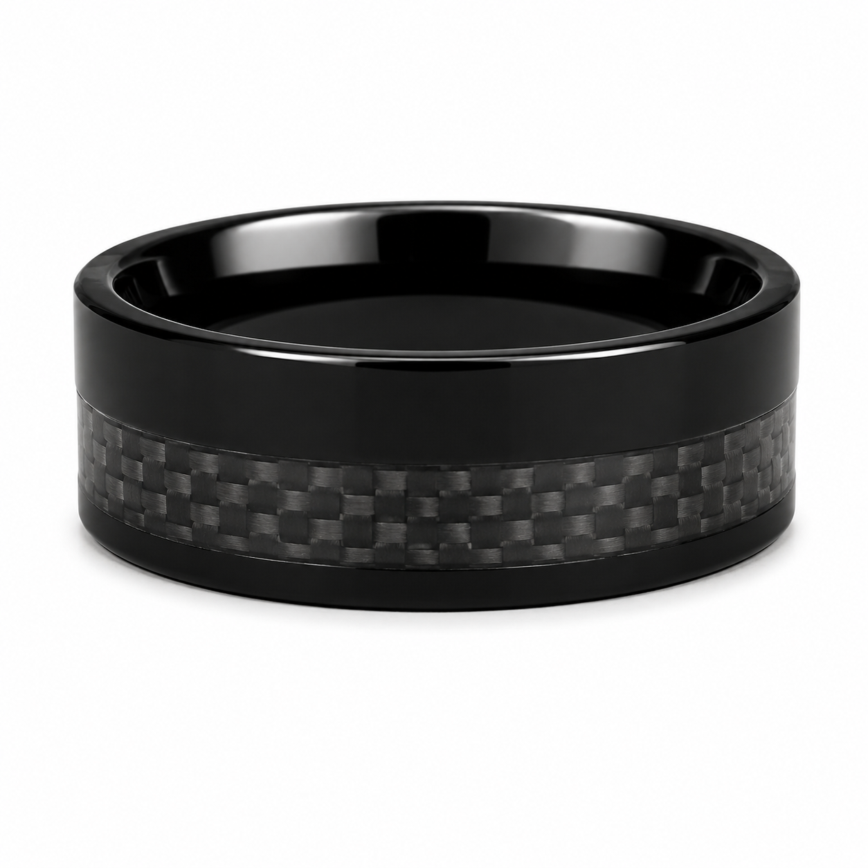 The Phantom Matrix: 8mm Black Tungsten Band with Black Carbon Fiber Inlay