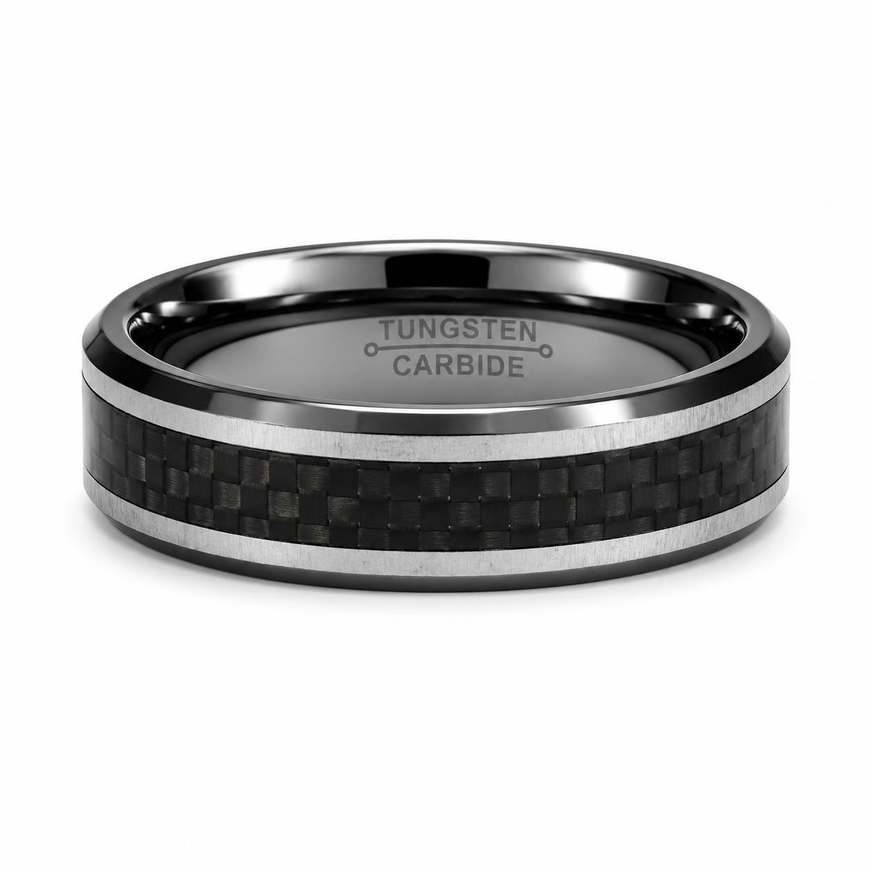 The Overdrive: Two-Tone Tungsten Band with Black Carbon Fiber Inlay