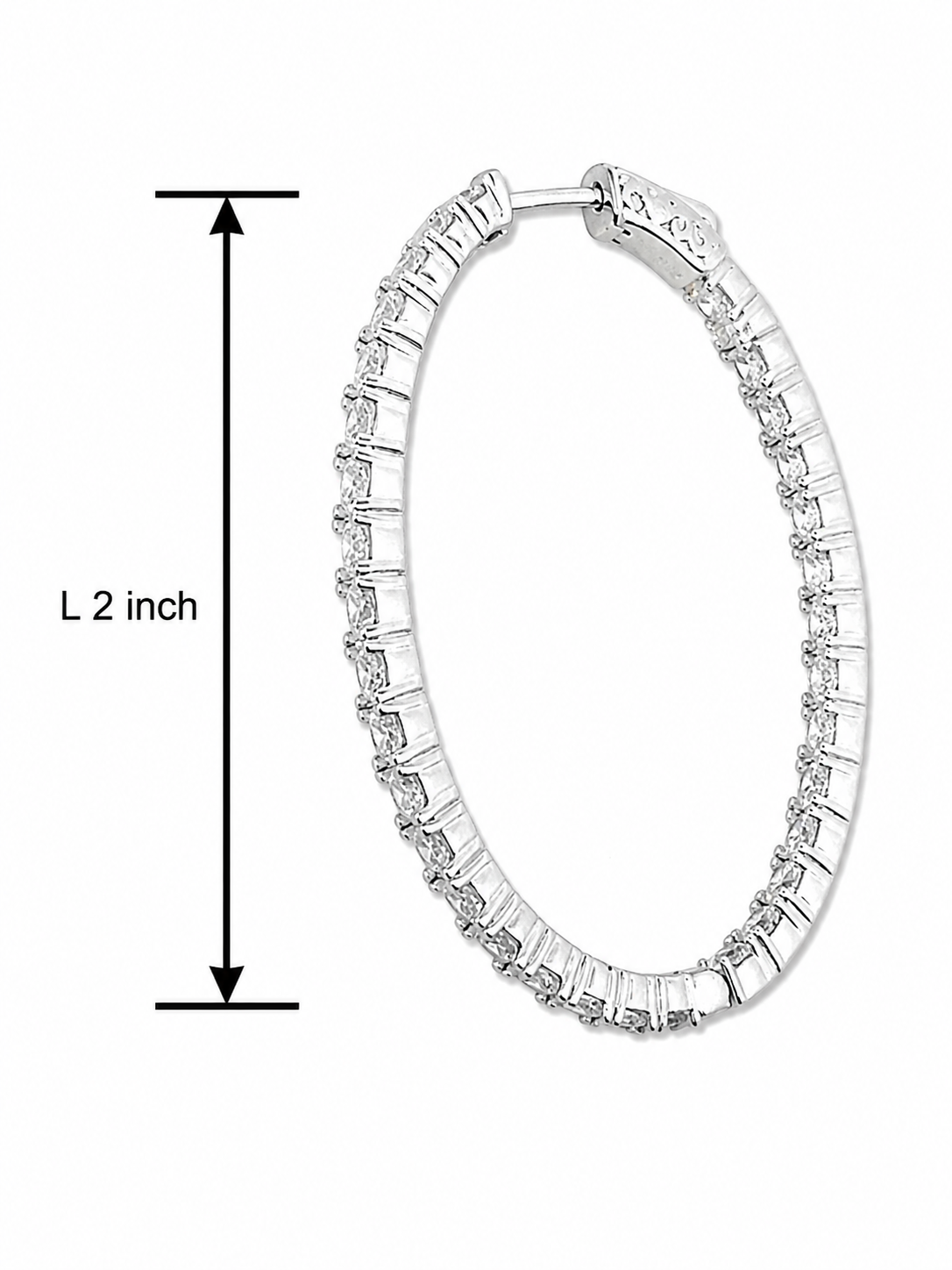 Luxury Sterling Silver Cubic Zirconia Oval Inside-Out Hoop Earrings