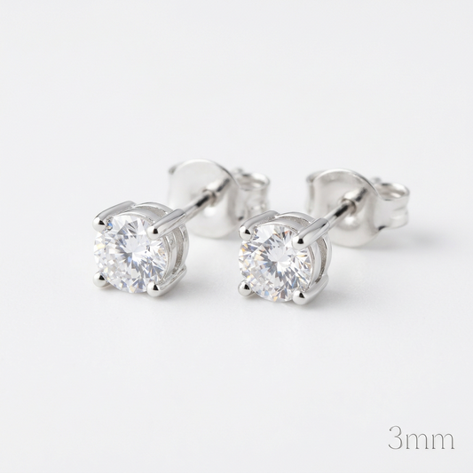 Sterling Silver Cubic Zirconia Classic Brilliant cut Stud Earrings