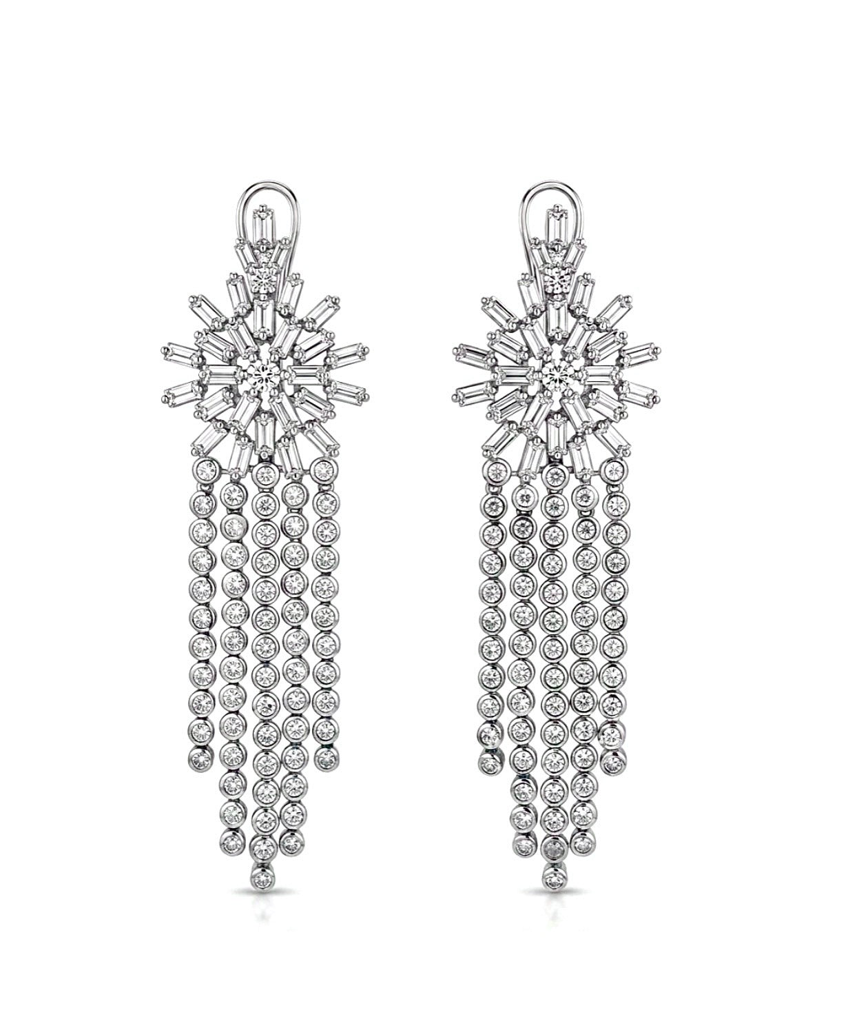 Sterling Silver Sunburst Chandelier Earrings
