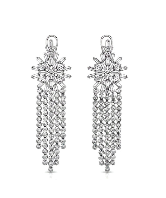 Sterling Silver Sunburst Chandelier Earrings
