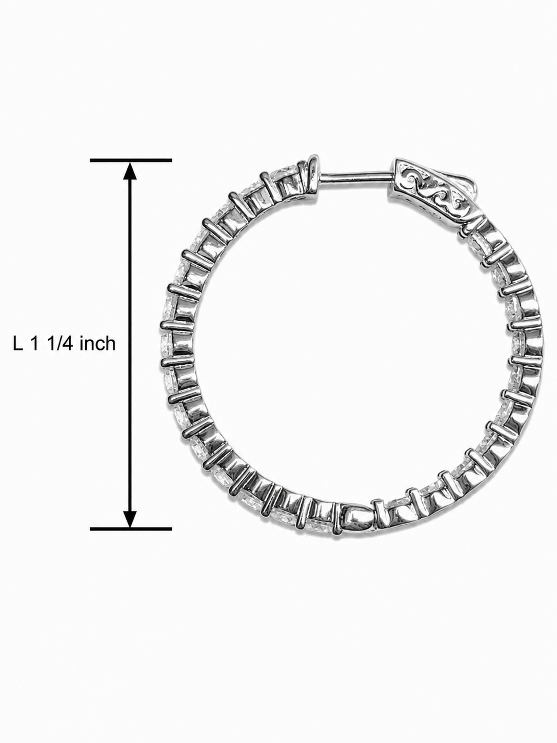 Sterling Silver Cubic Zirconia 1 inch Inside-Out Hoop Earrings