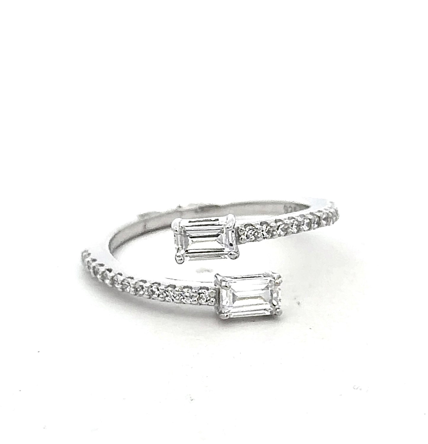 Sterling Silver Emerald cut Cuff Ring