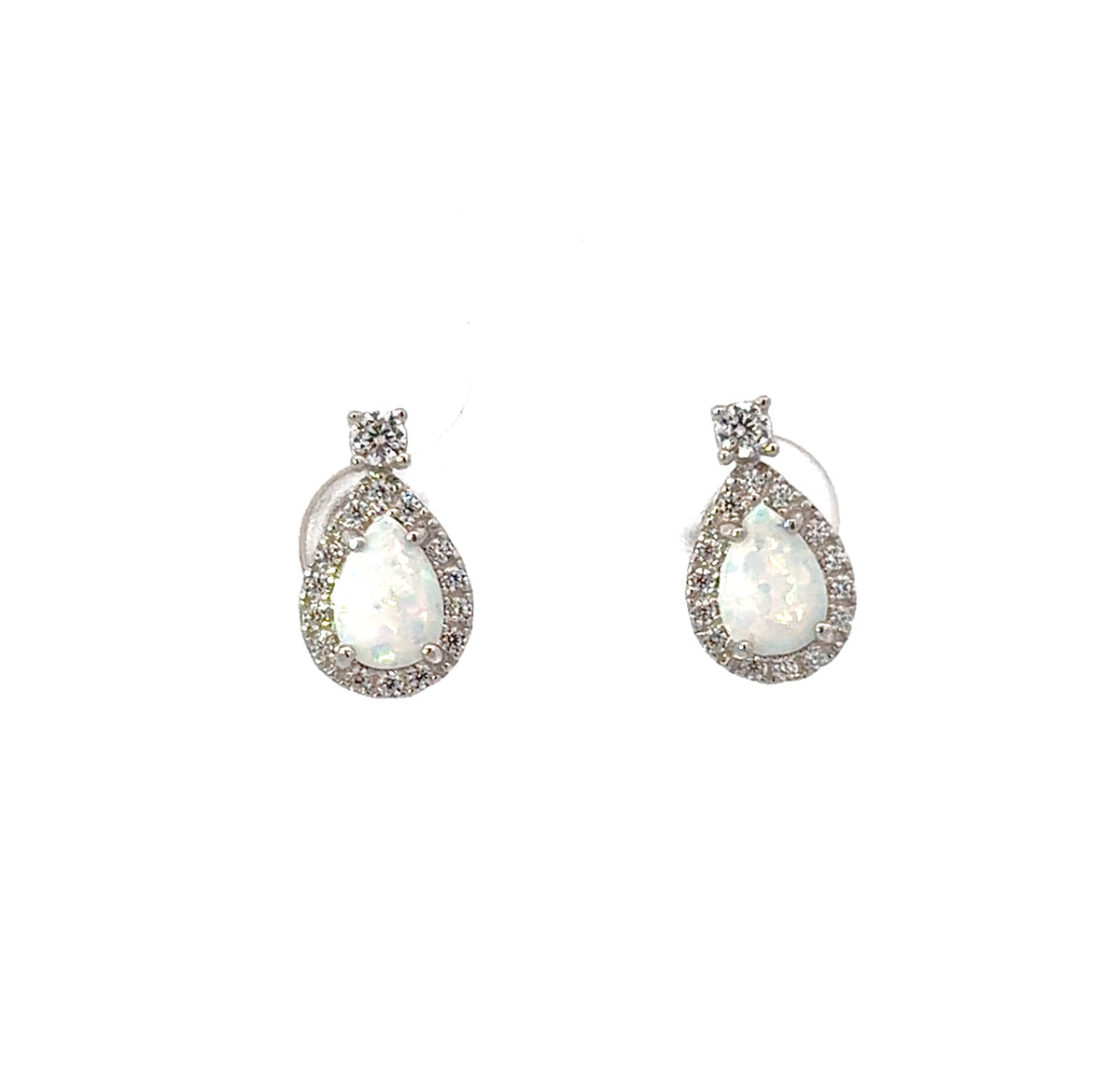 Sterling Silver Teardrop cut Opal Earrings