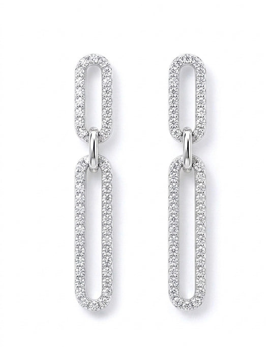 Sterling Silver Cubic Zirconia Link Earrings