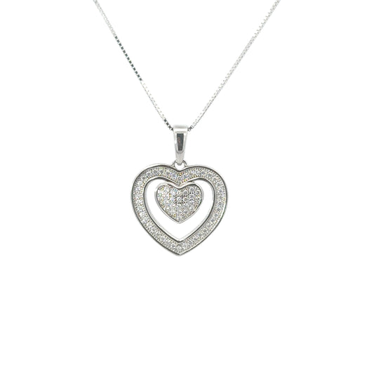 Sterling Silver Cubic Zirconia Heart Necklace