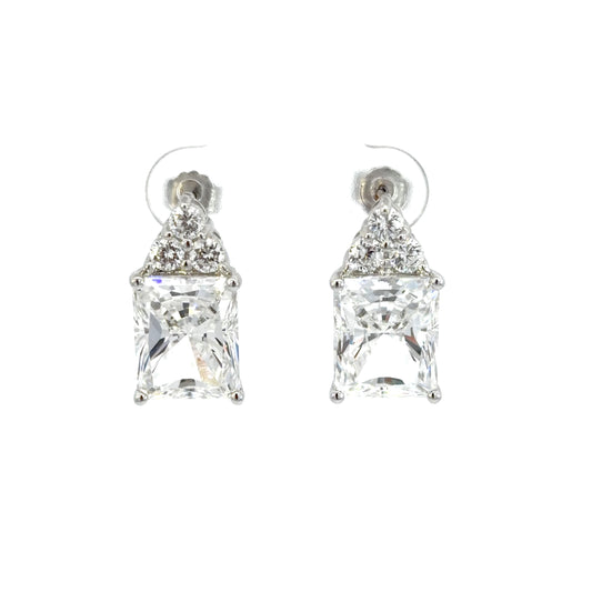 Stud Emerald Cut Cubic Zirconia Earrings
