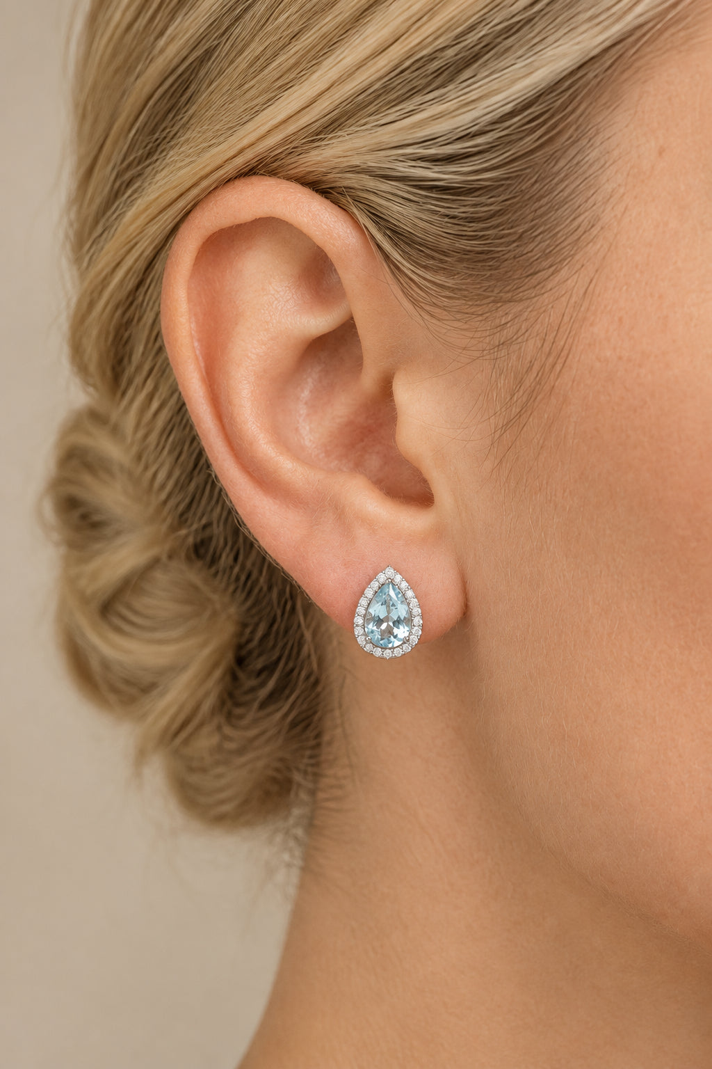Sterling Silver Teardrop-cut Aquamarine Stud Earrings