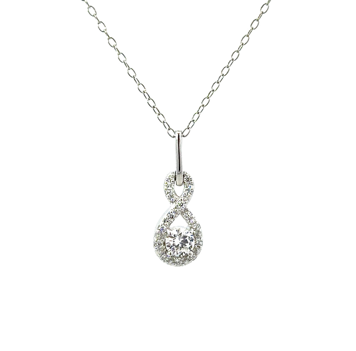Sterling Silver Infinity Pave Necklace