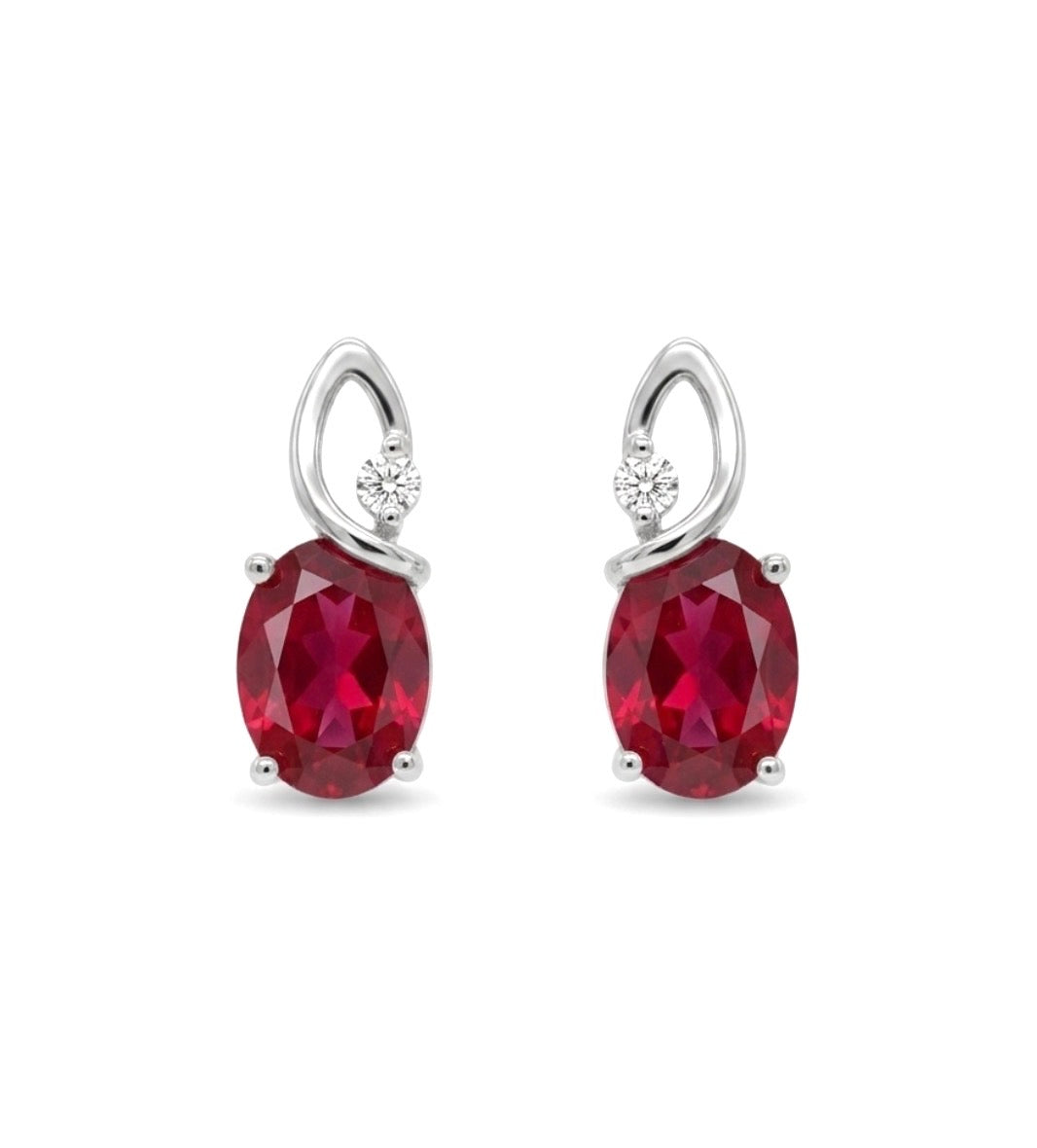 Sterling Silver Oval cut Ruby Earrings