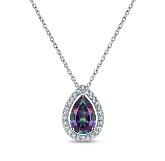 Sterling Silver Alexandrite Halo Necklace